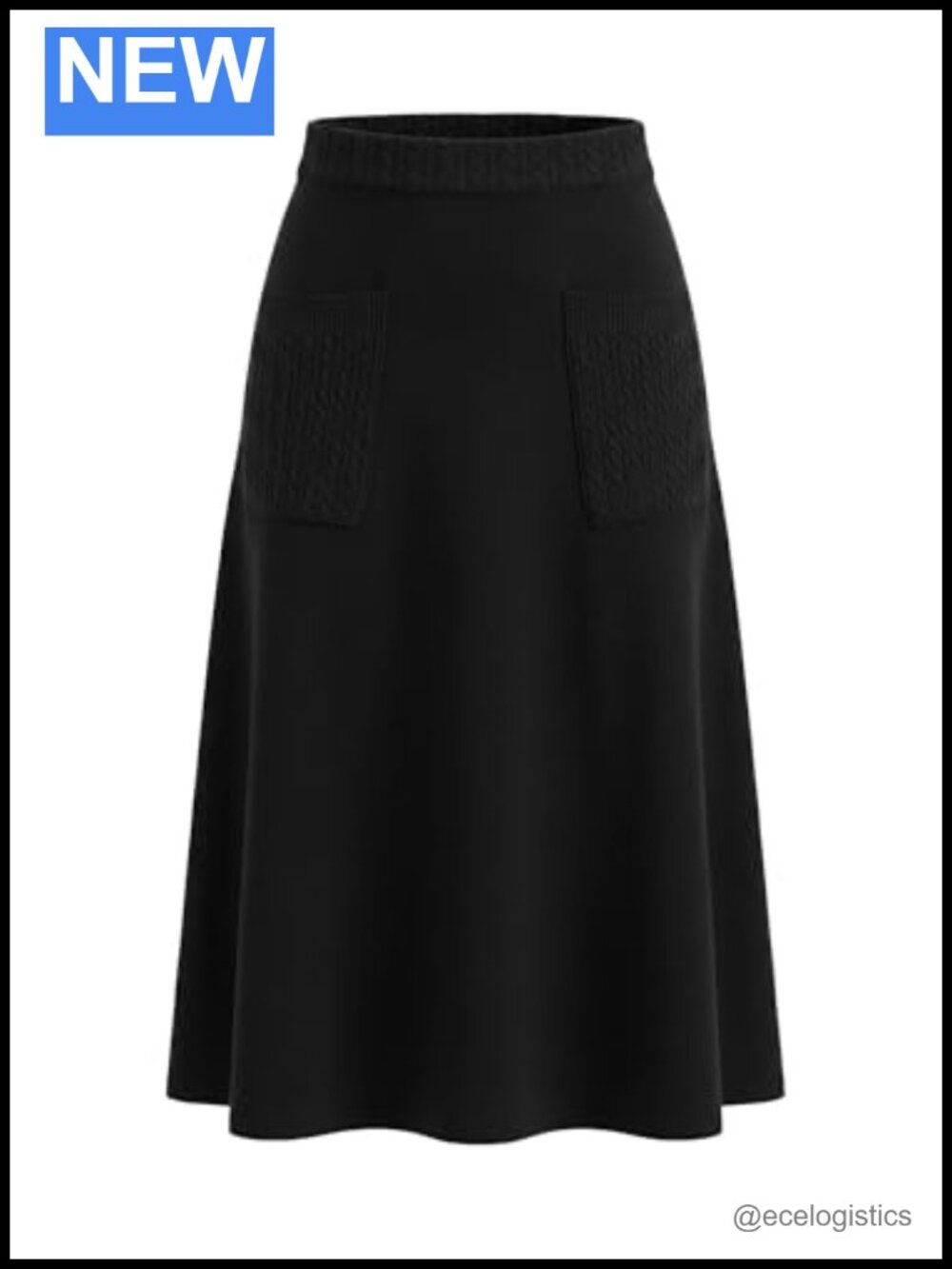 Ribbed Knit Midi A-Line Sweater Skirt Long Flowy Fall Winter